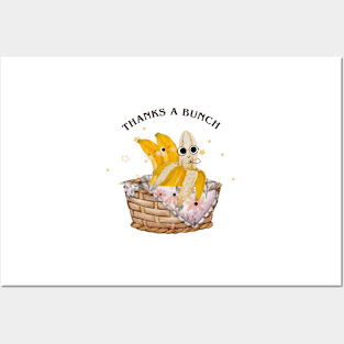 Thanks A Bunch - funny Bananas pun Posters and Art